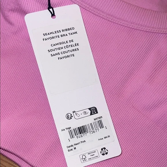 VIRAL🚨NWT ALO seamless ribbed favorite bra tank candy heart pink🚨 - Picture 3 of 3